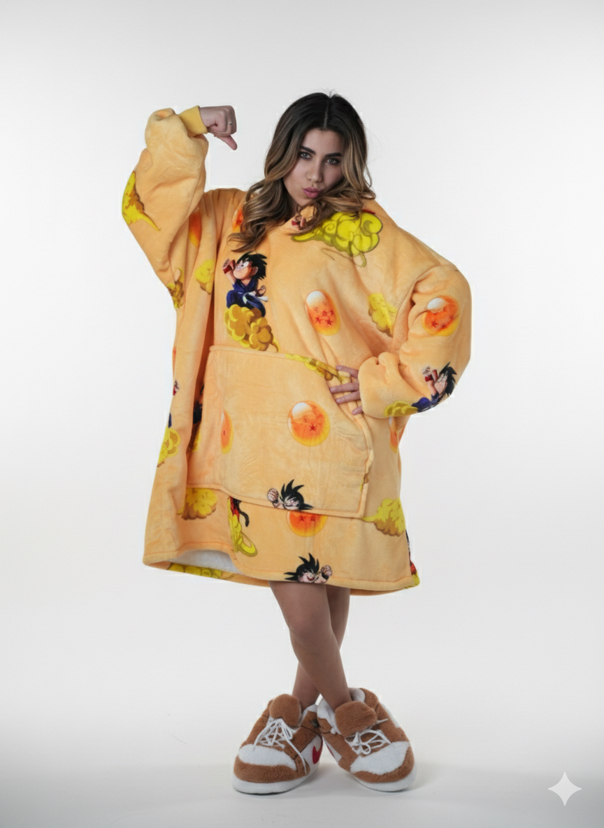 Cozy DragonBall 🐉 – Oversized Hoodie Blanket