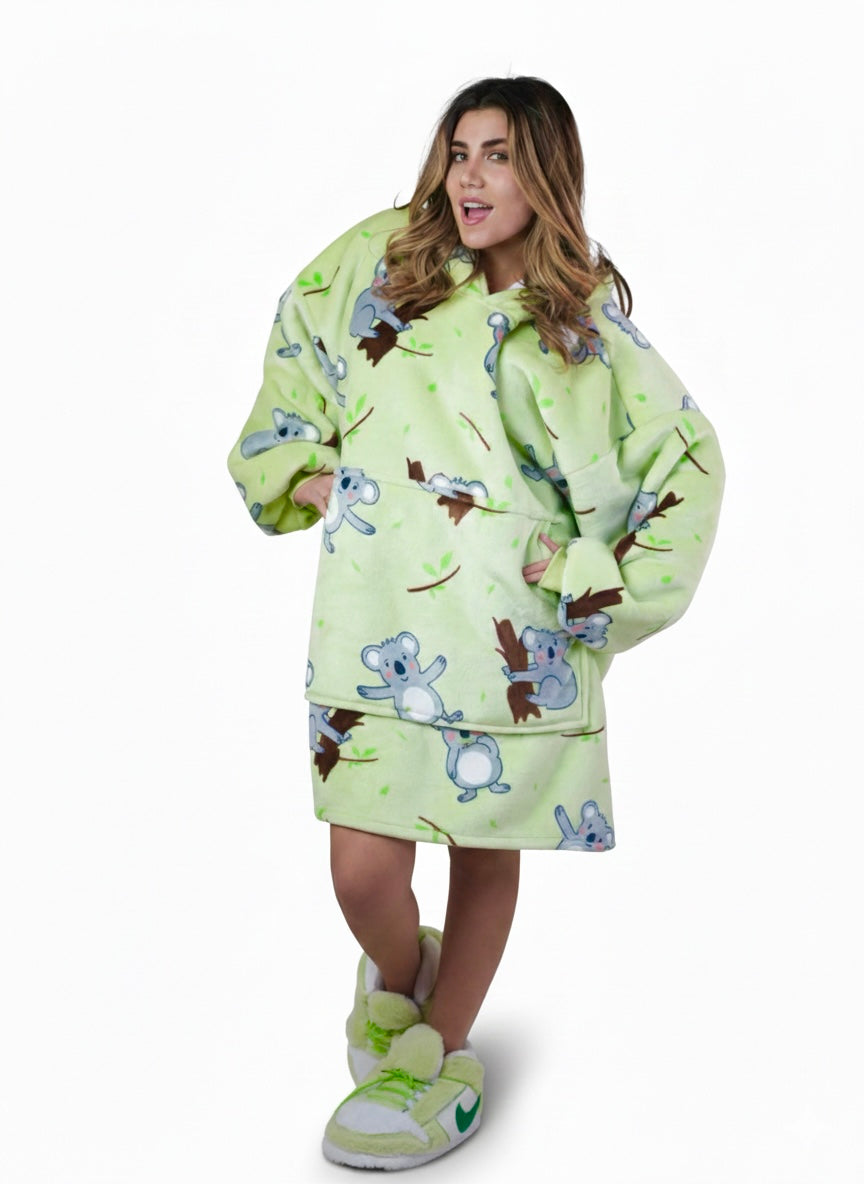 Cozy Green Koala 🐨 – Oversized Hoodie Blanket