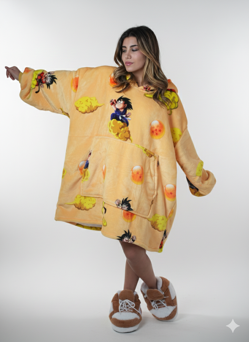 Cozy DragonBall 🐉 – Oversized Hoodie Blanket