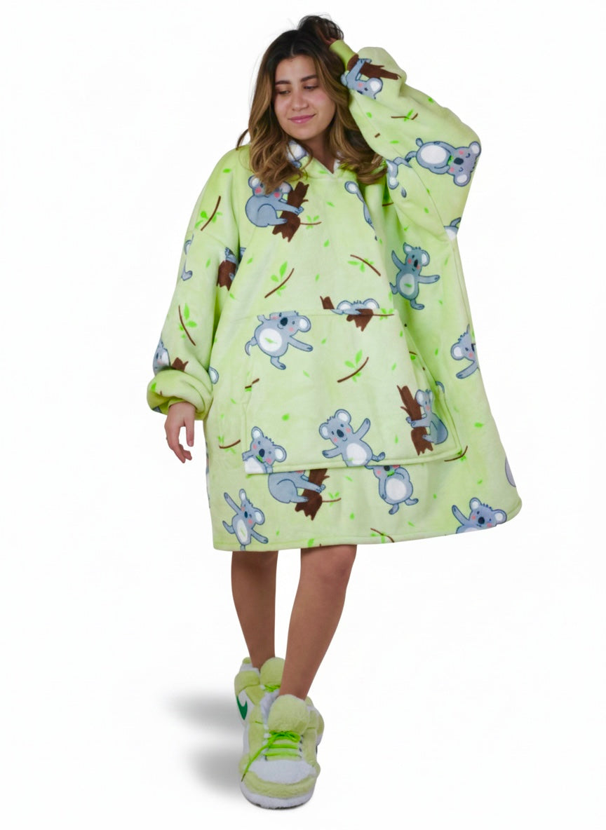 Cozy Green Koala 🐨 – Oversized Hoodie Blanket