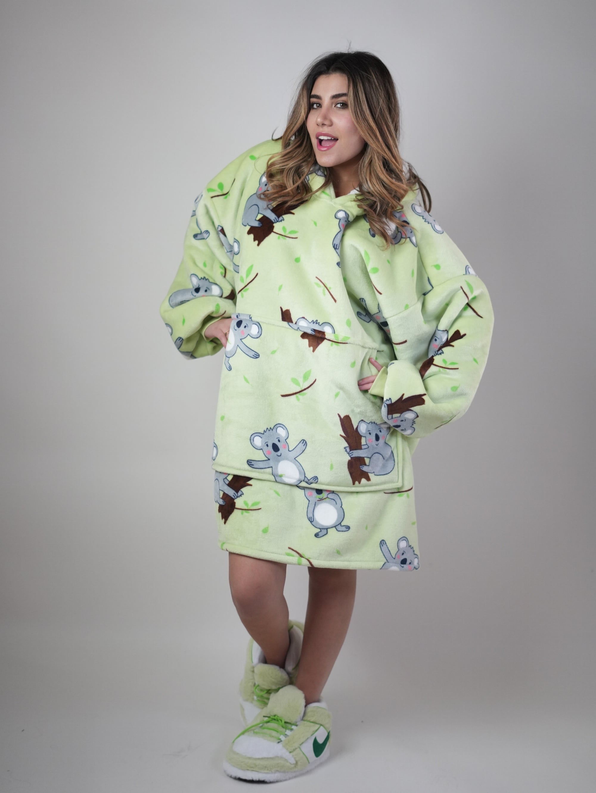 Cozy Green Koala 🐨 – Oversized Hoodie Blanket