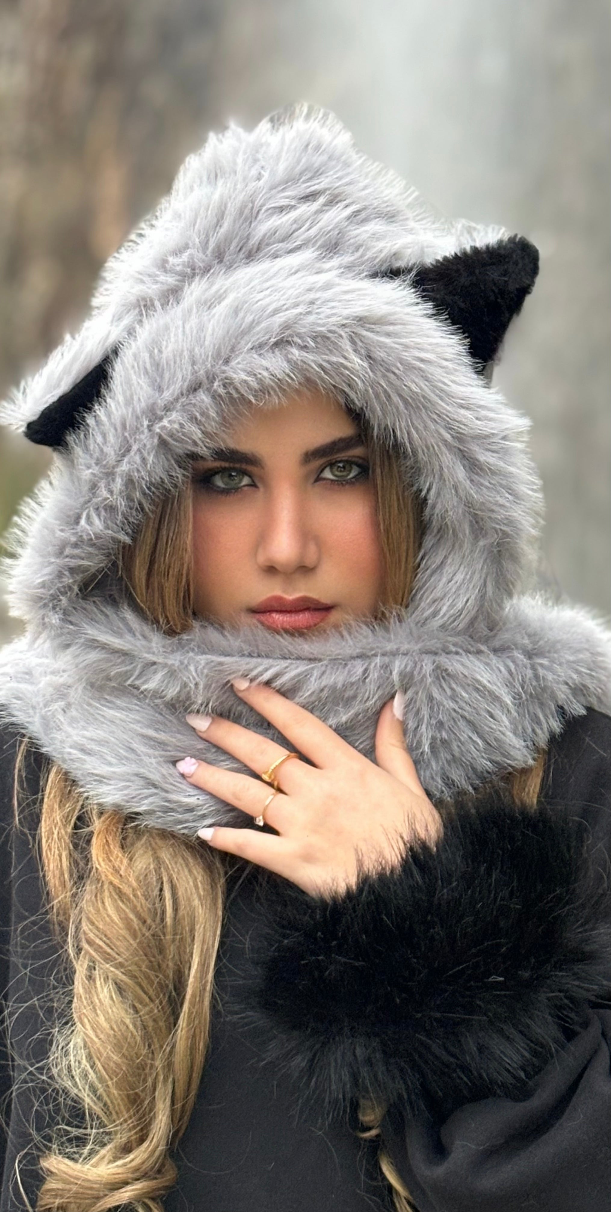 Snow Baby Hooded Scarf - Gray