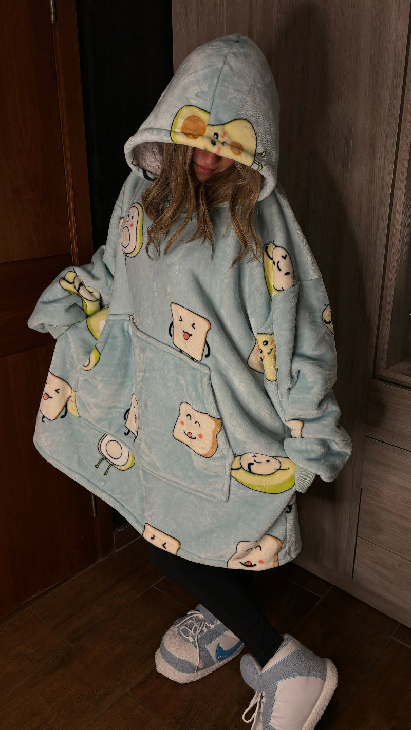 Light blueoversized wearable blanket hoodie with hood and large front pocket – cozy essentials hoodie for men and women, perfect for winter lounging and Christmas gifting in Lebanon